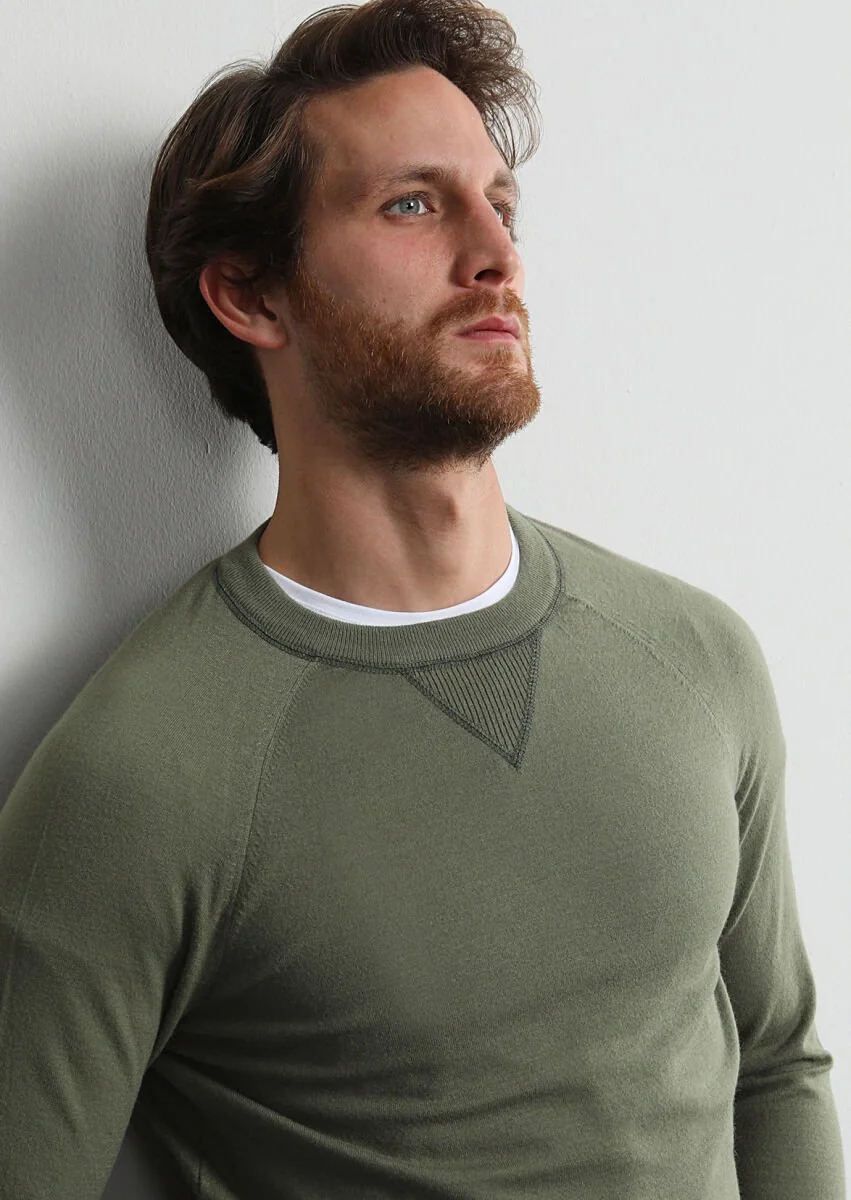 Oil Green Knitwear Sweatshirt - 3