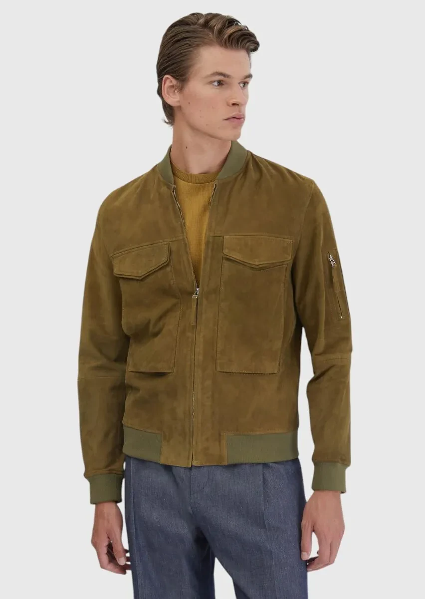 Oil Green Leather Coat - 1