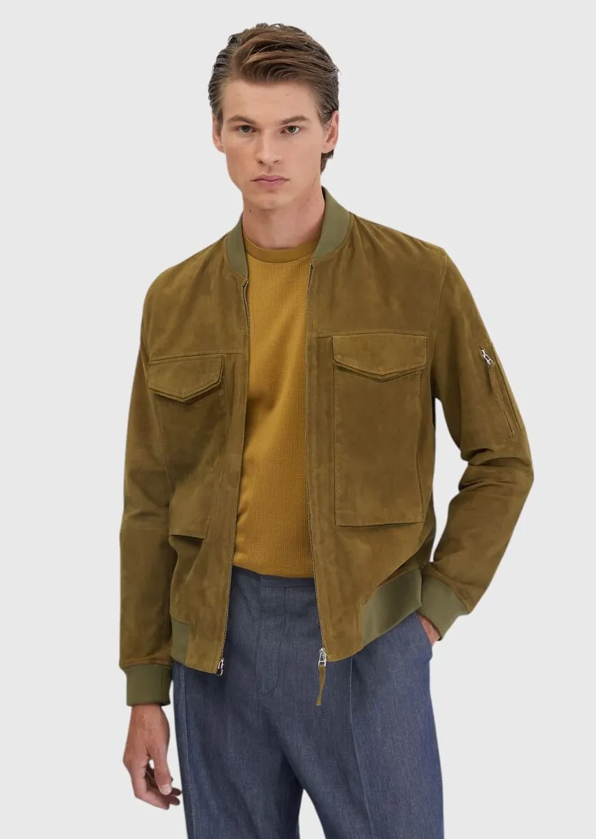Oil Green Leather Coat - 3