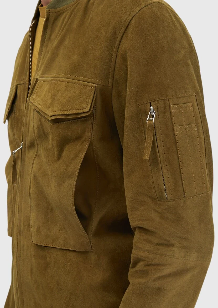Oil Green Leather Coat - 5