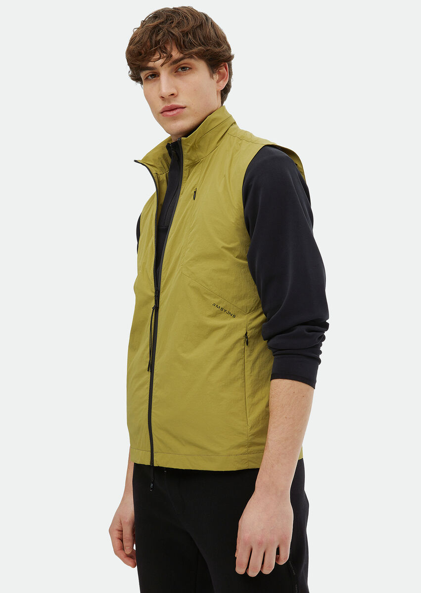 Oil Green Weaving Puffer Vest - 1