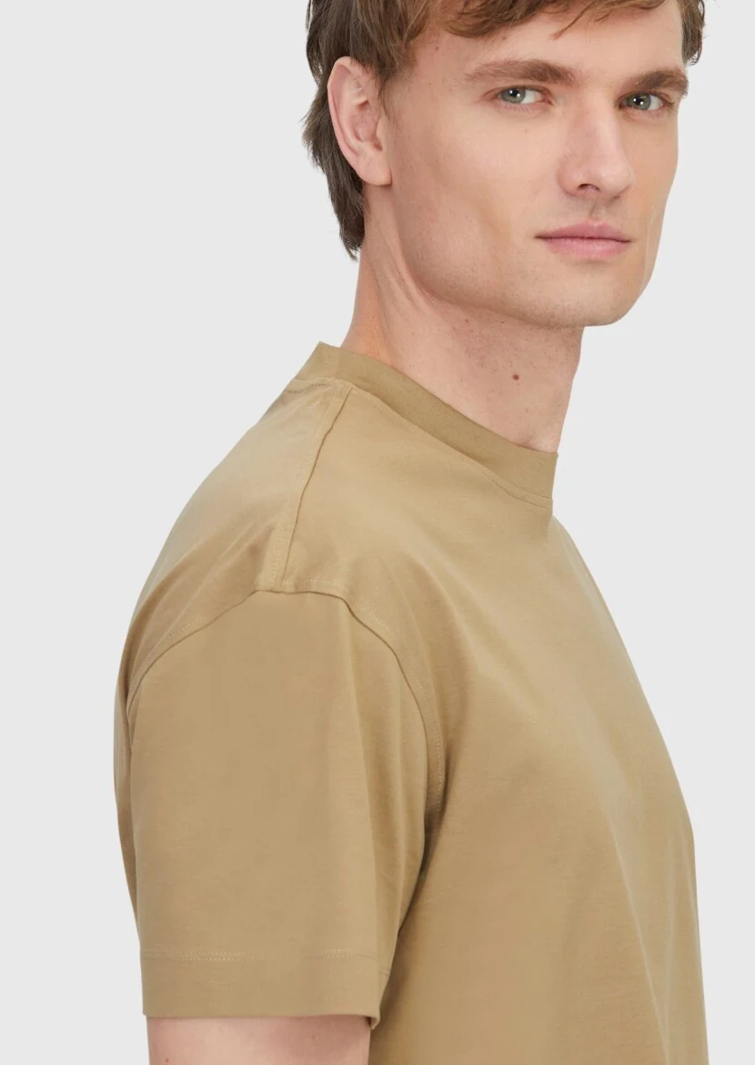 Olive Plain Crew Neck 100% Cotton T-Shirt - 5