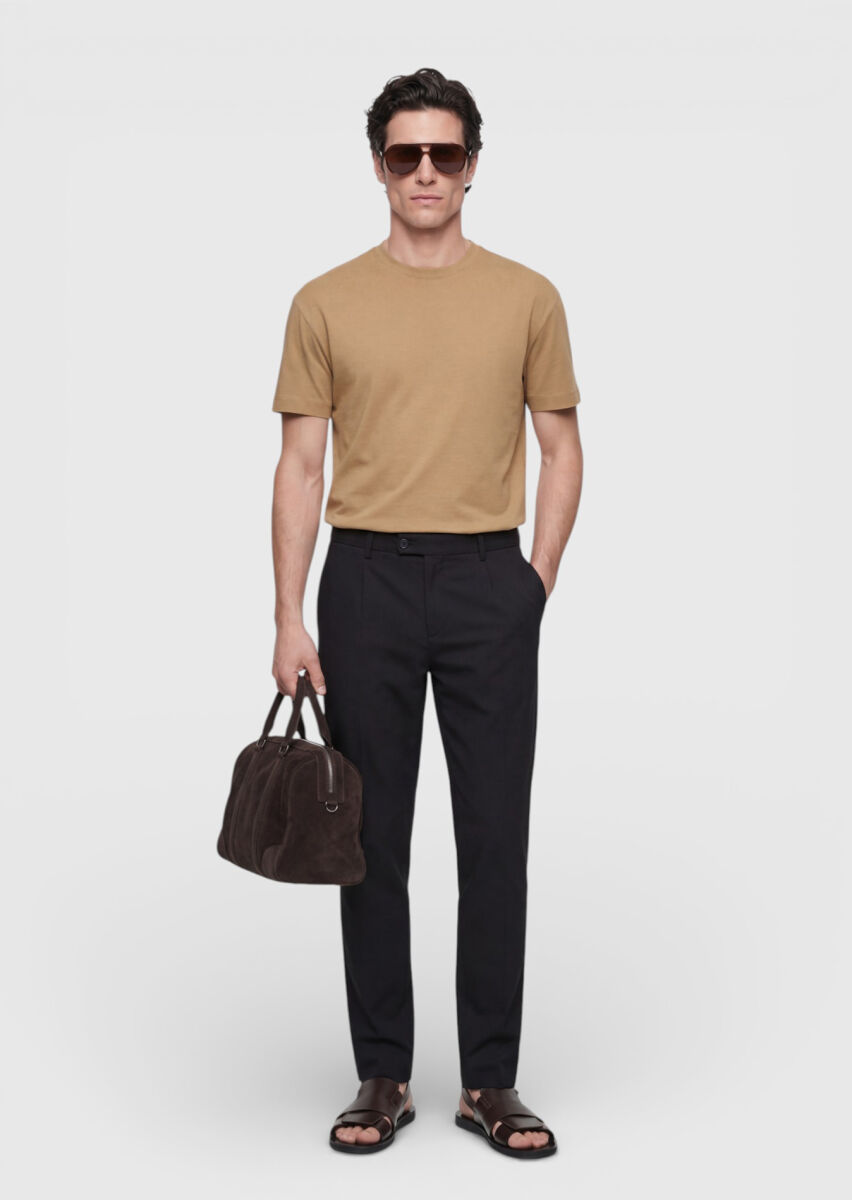 Olive Plain Crew Neck 100% Cotton T-Shirt - 2