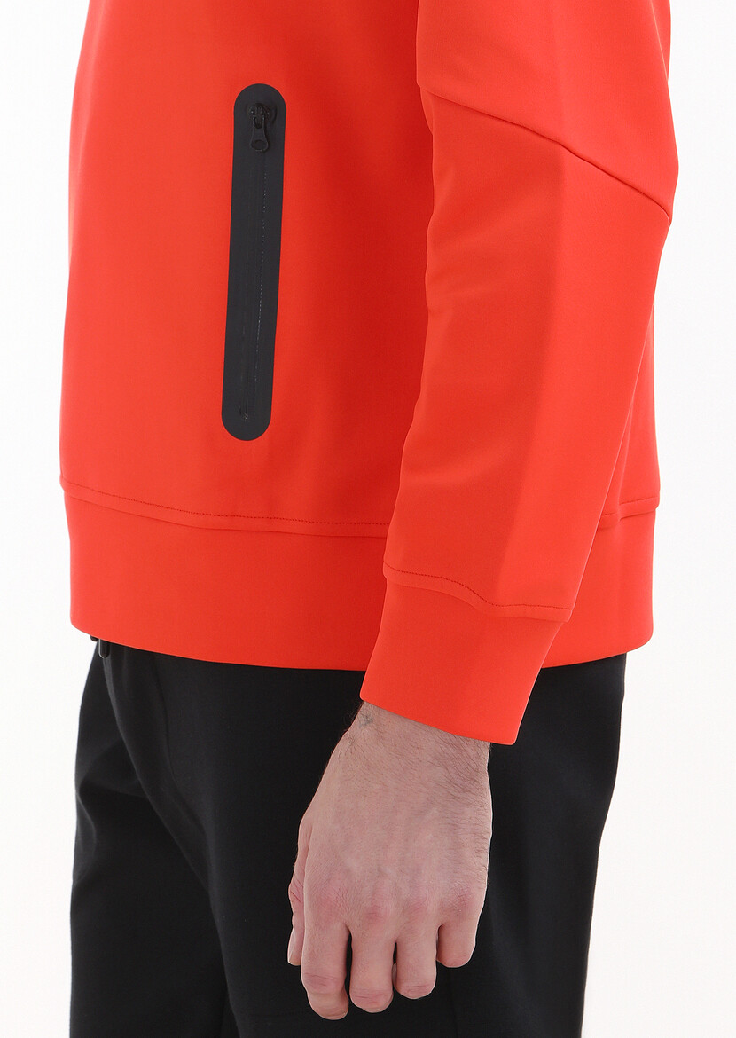 Orange Crew Neck Plain Sweatshirt - 4