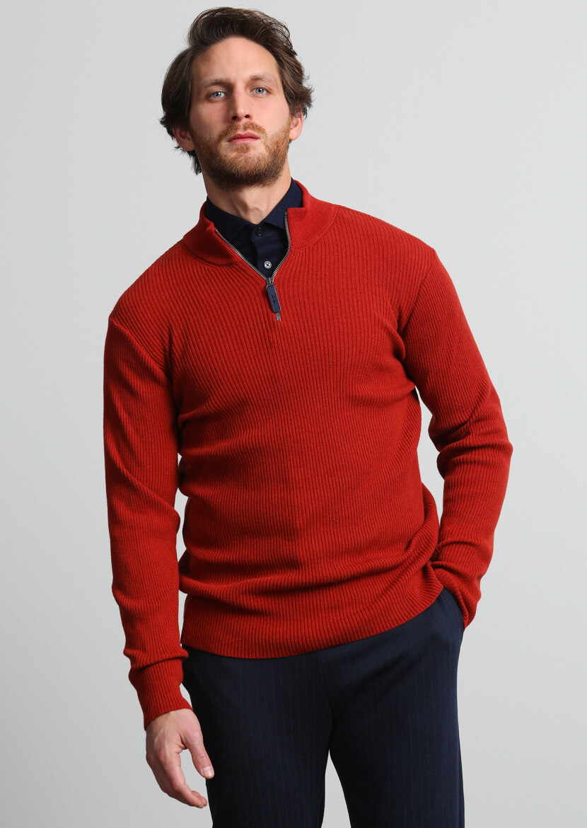 Orange Knitwear Sweatshirt - 1