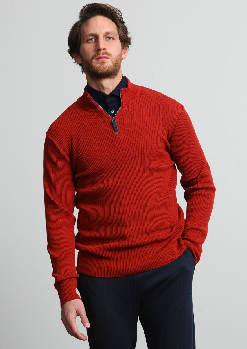 Orange Knitwear Sweatshirt - 1