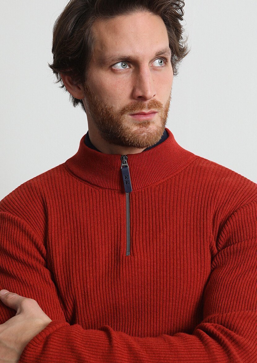 Orange Knitwear Sweatshirt 