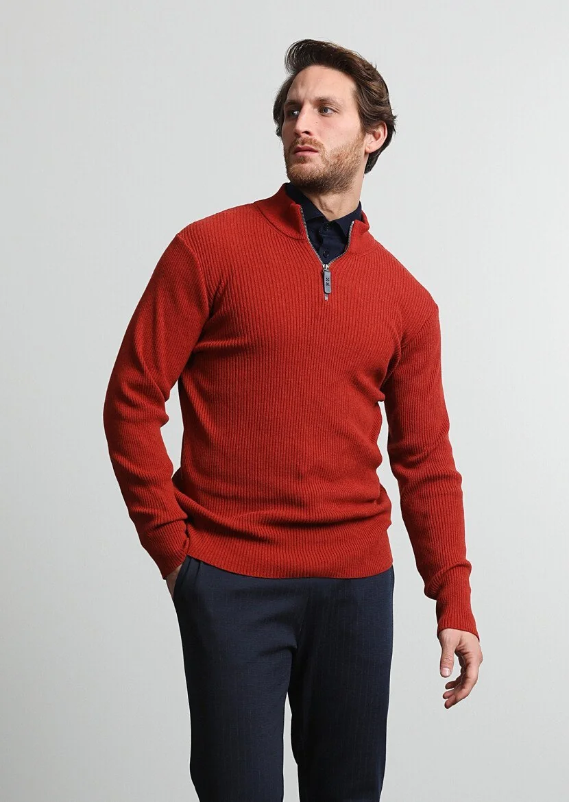 Orange Knitwear Sweatshirt - 3