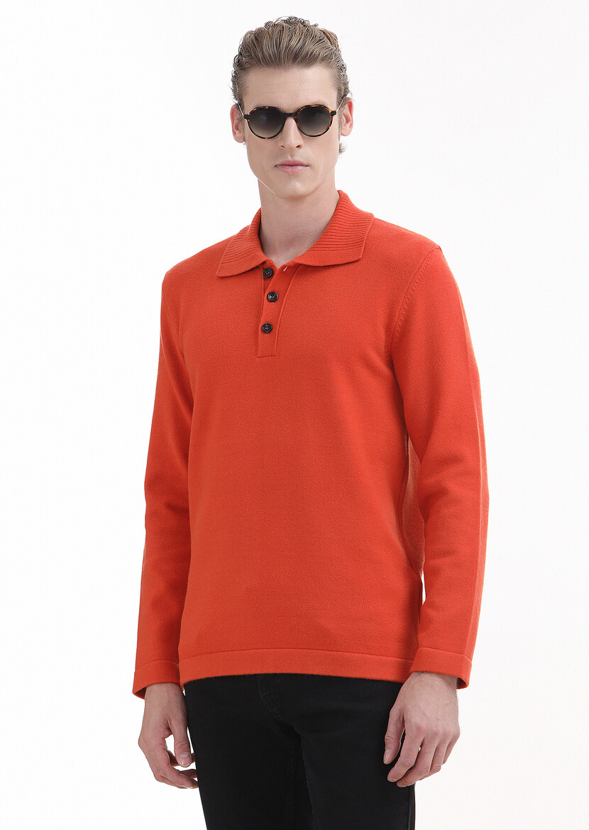 Orange Knitwear Sweatshirt - 1