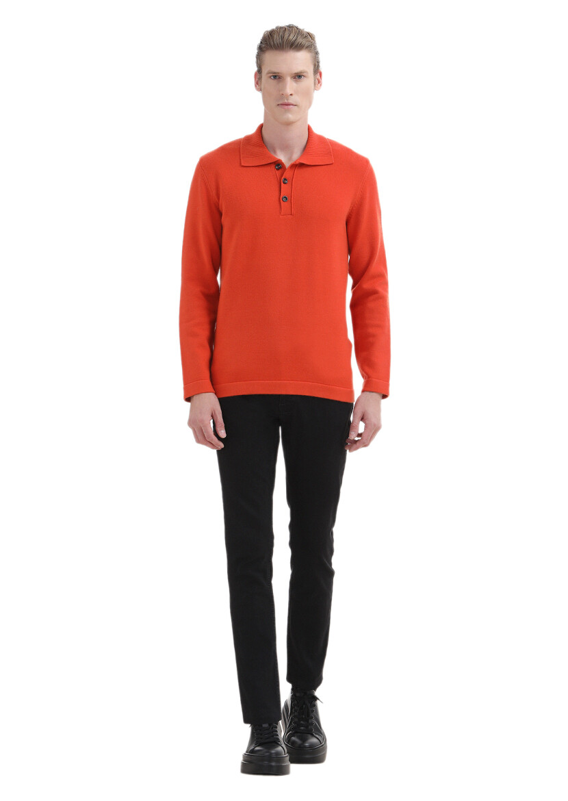 Orange Knitwear Sweatshirt - 2