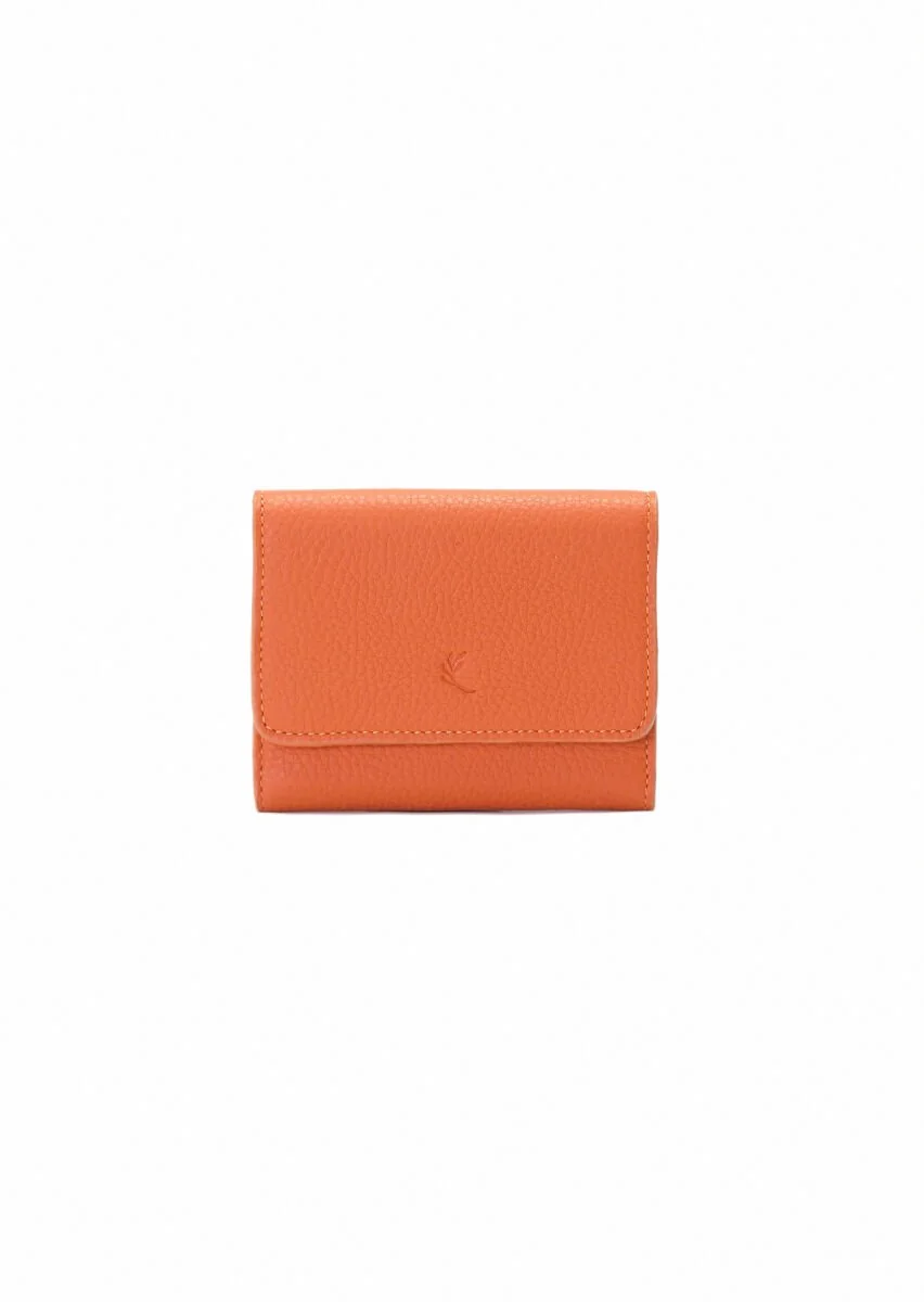 Orange Leather Wallet - 1