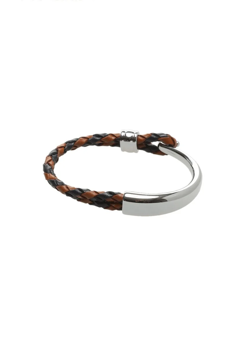 Orange Leather Wristband - 1