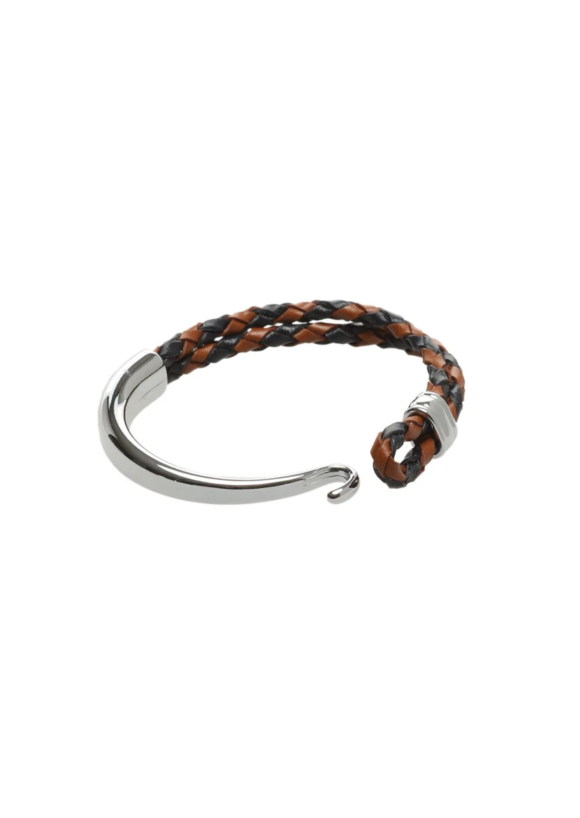 Orange Leather Wristband 