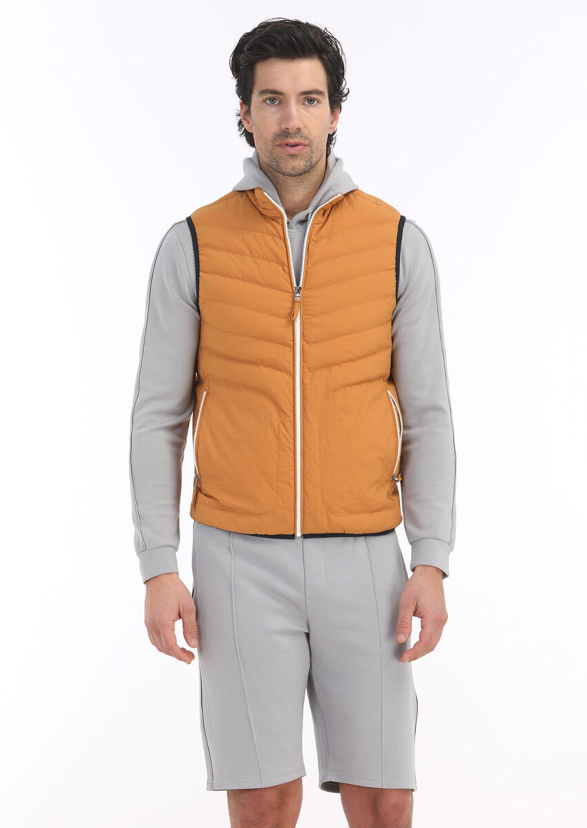 Orange Weaving Puffer Vest - 2