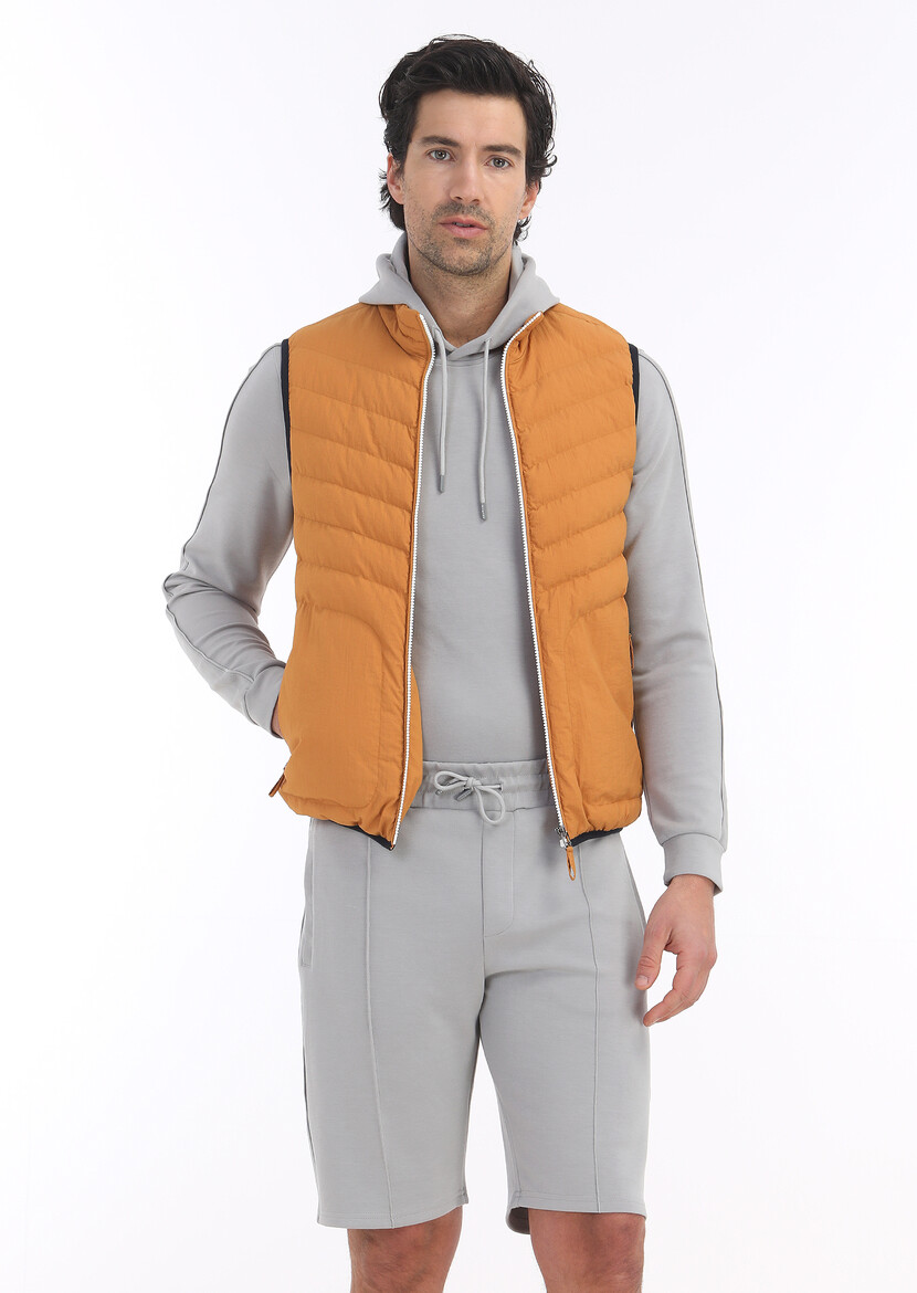 Orange Weaving Puffer Vest - 3