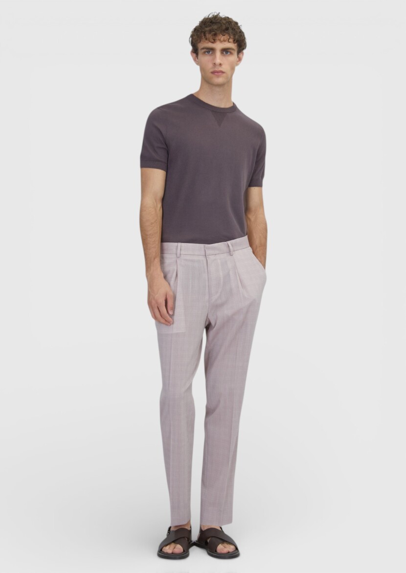 Pembe Dokuma Regular Fit Casual Yün Karışımlı Pantolon - RAMSEY