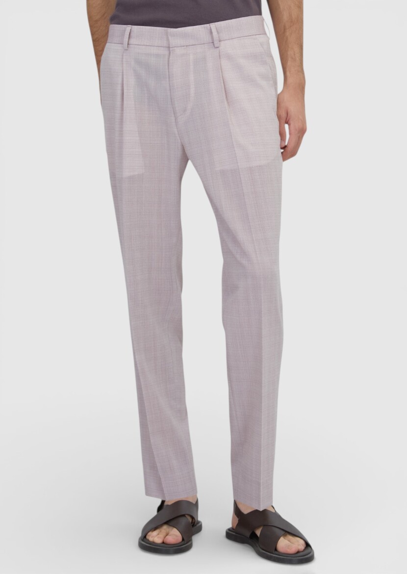 Pembe Dokuma Regular Fit Casual Yün Karışımlı Pantolon - RAMSEY