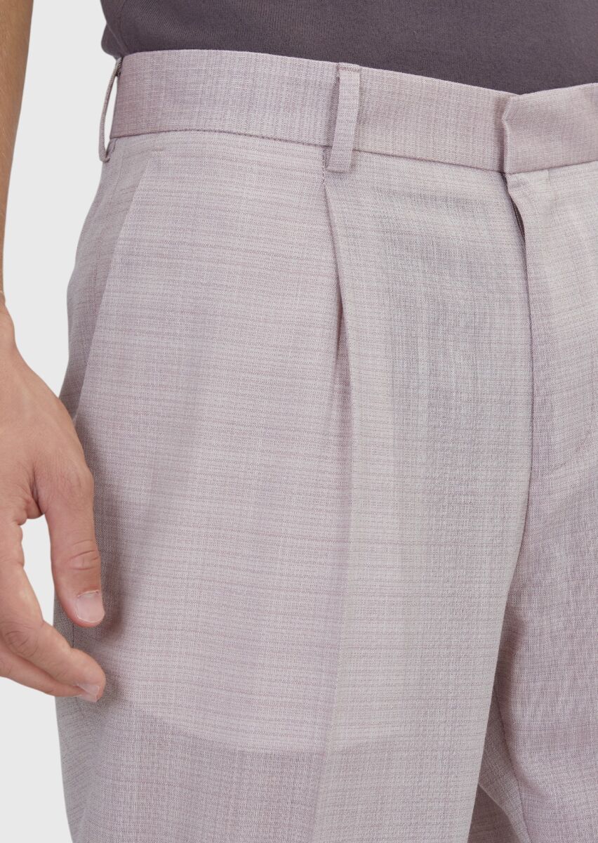 Pembe Dokuma Regular Fit Casual Yün Karışımlı Pantolon - 3