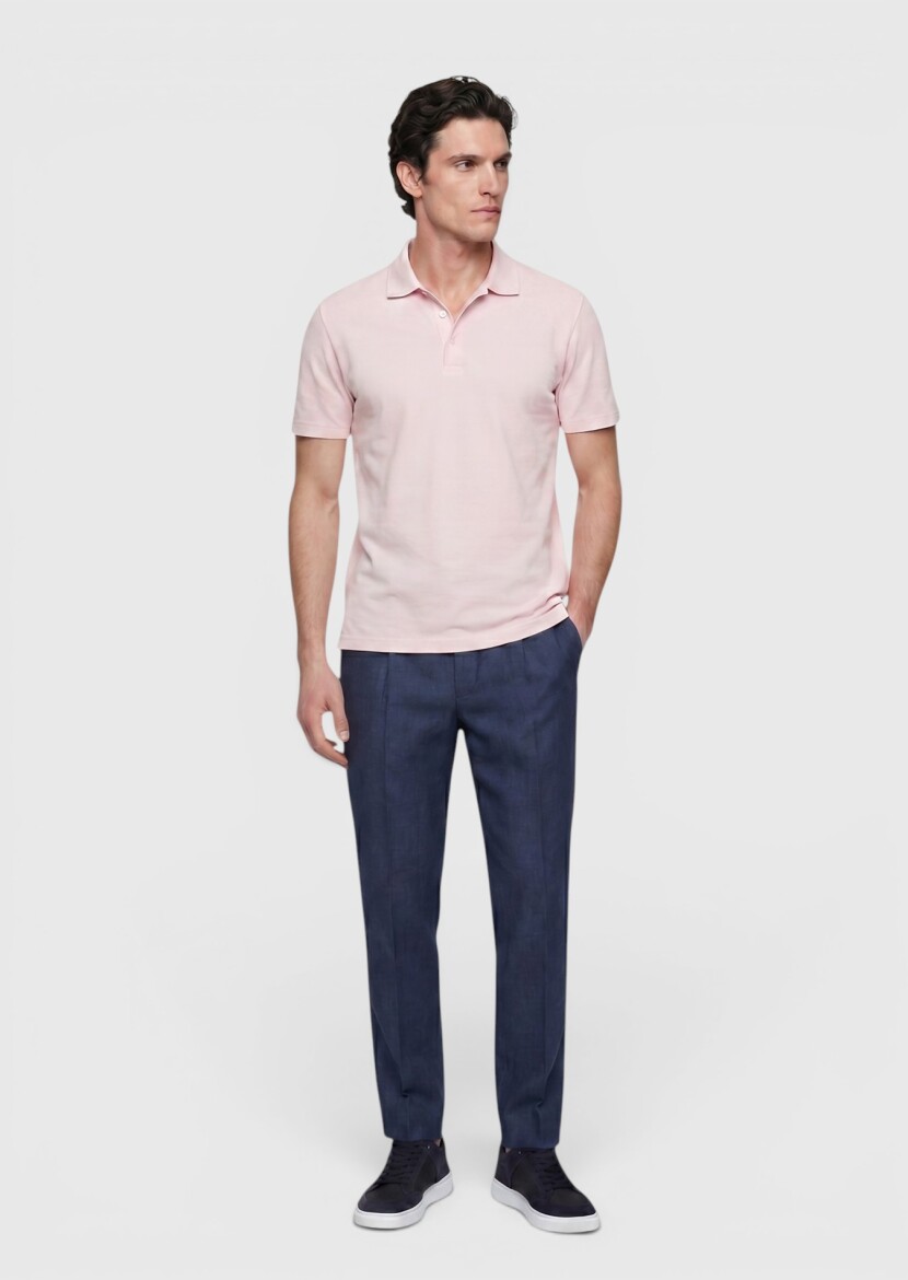 Pembe Düz %100 Pamuk T-Shirt - RAMSEY