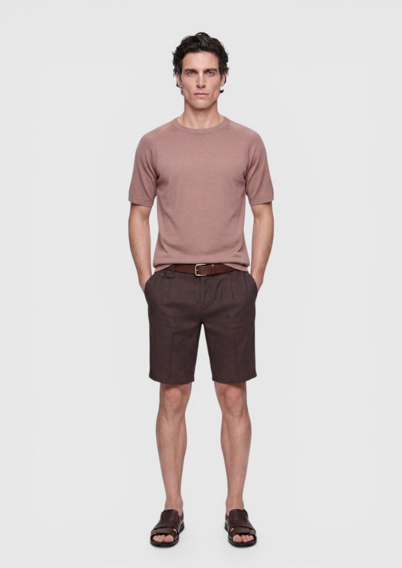 Pembe Düz Örgü İpek Karışımlı Triko - 1