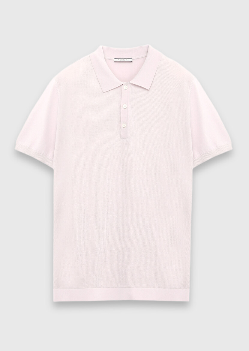 Pembe Düz Örgü Triko - 5