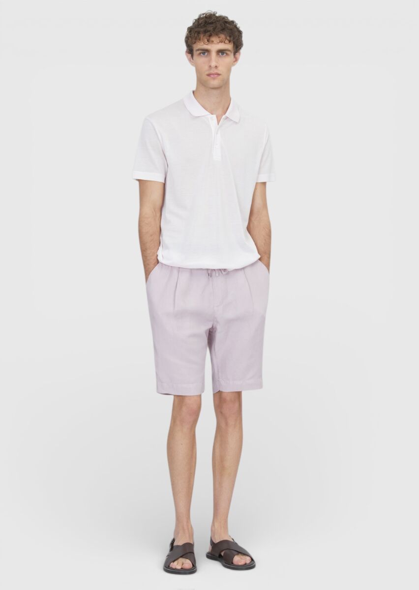 Pembe Düz Pamuk Karışımlı T-Shirt - 2