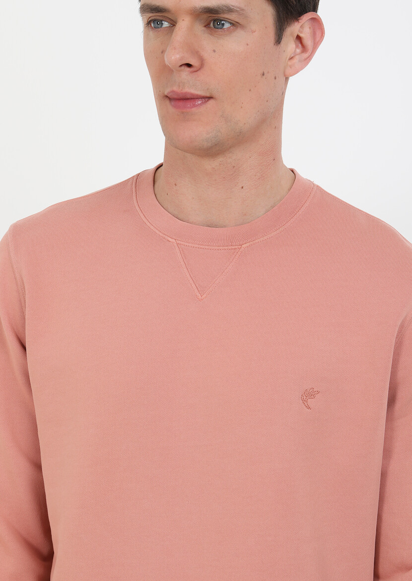 Pembe Düz Sweatshırt - 3