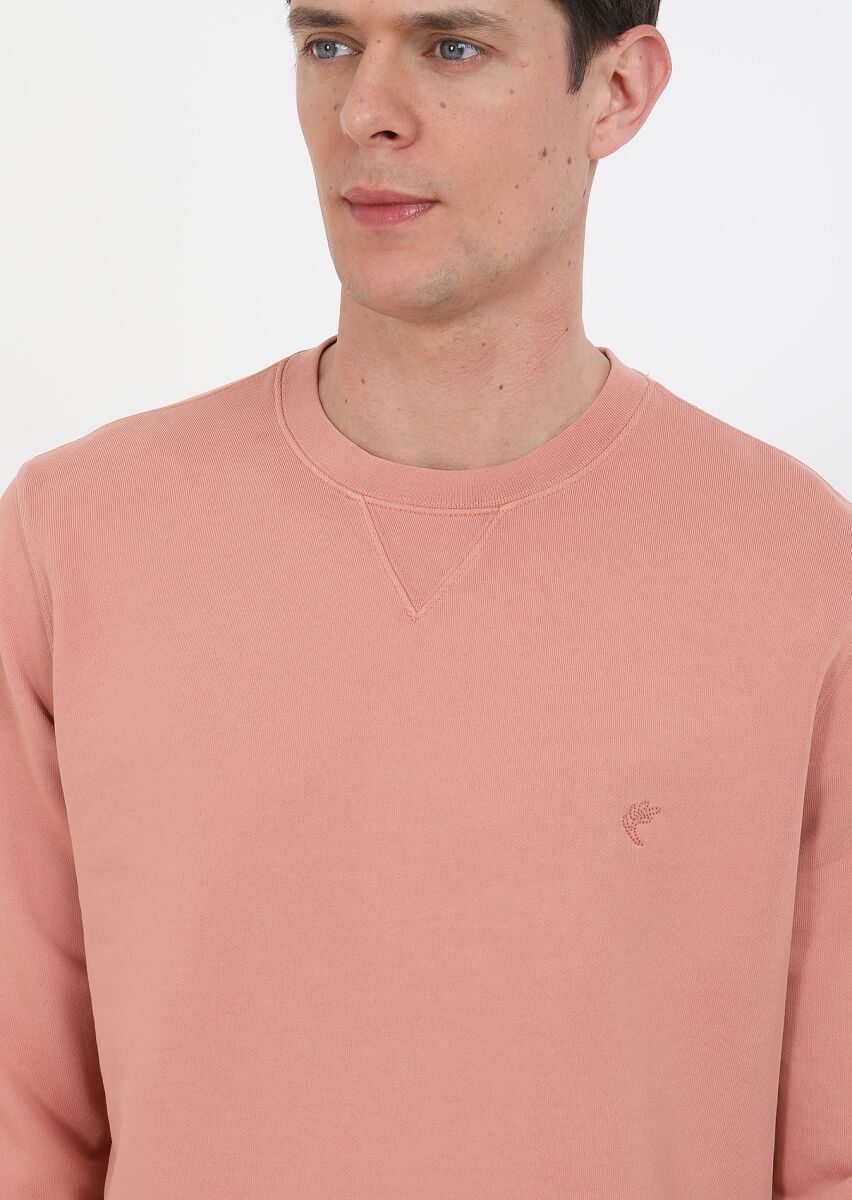 Pembe Düz Sweatshırt - 3