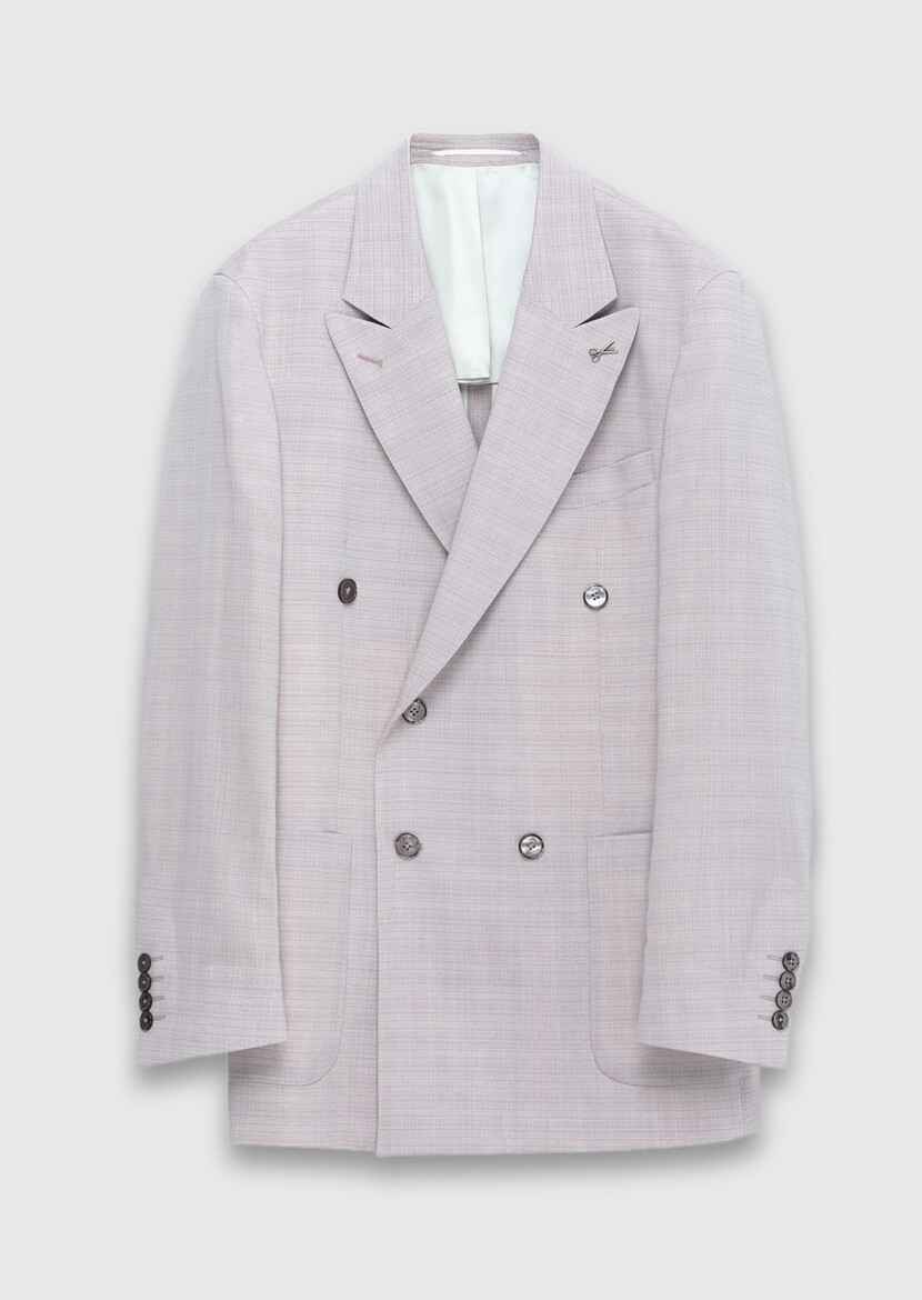 Pembe Relaxed Fit Yün Karışımlı Ceket - 8