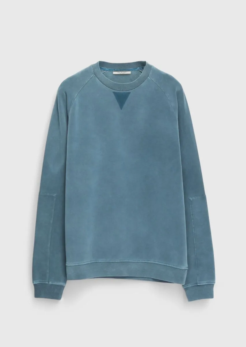 Petrol Blue Crew Neck Printed Sweatshirt - 1