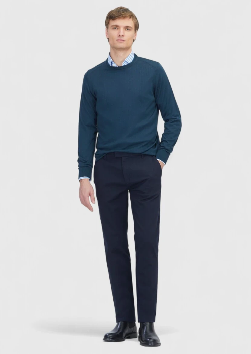 Petrol Blue Knitwear Sweatshirt - 2