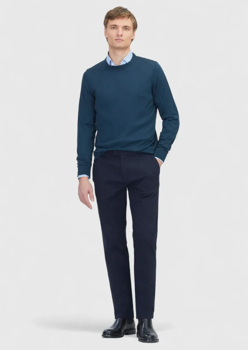 Petrol Blue Knitwear Sweatshirt - 2