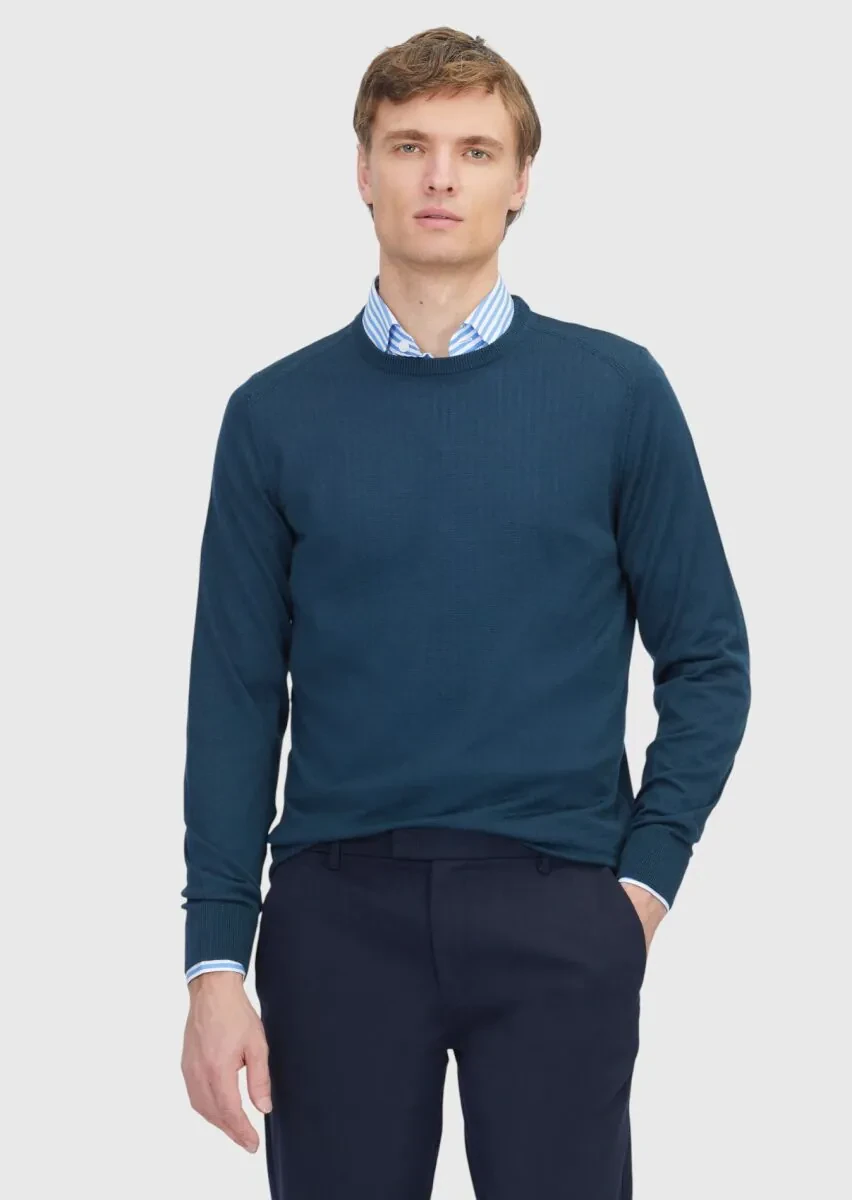 Petrol Blue Knitwear Sweatshirt - 1