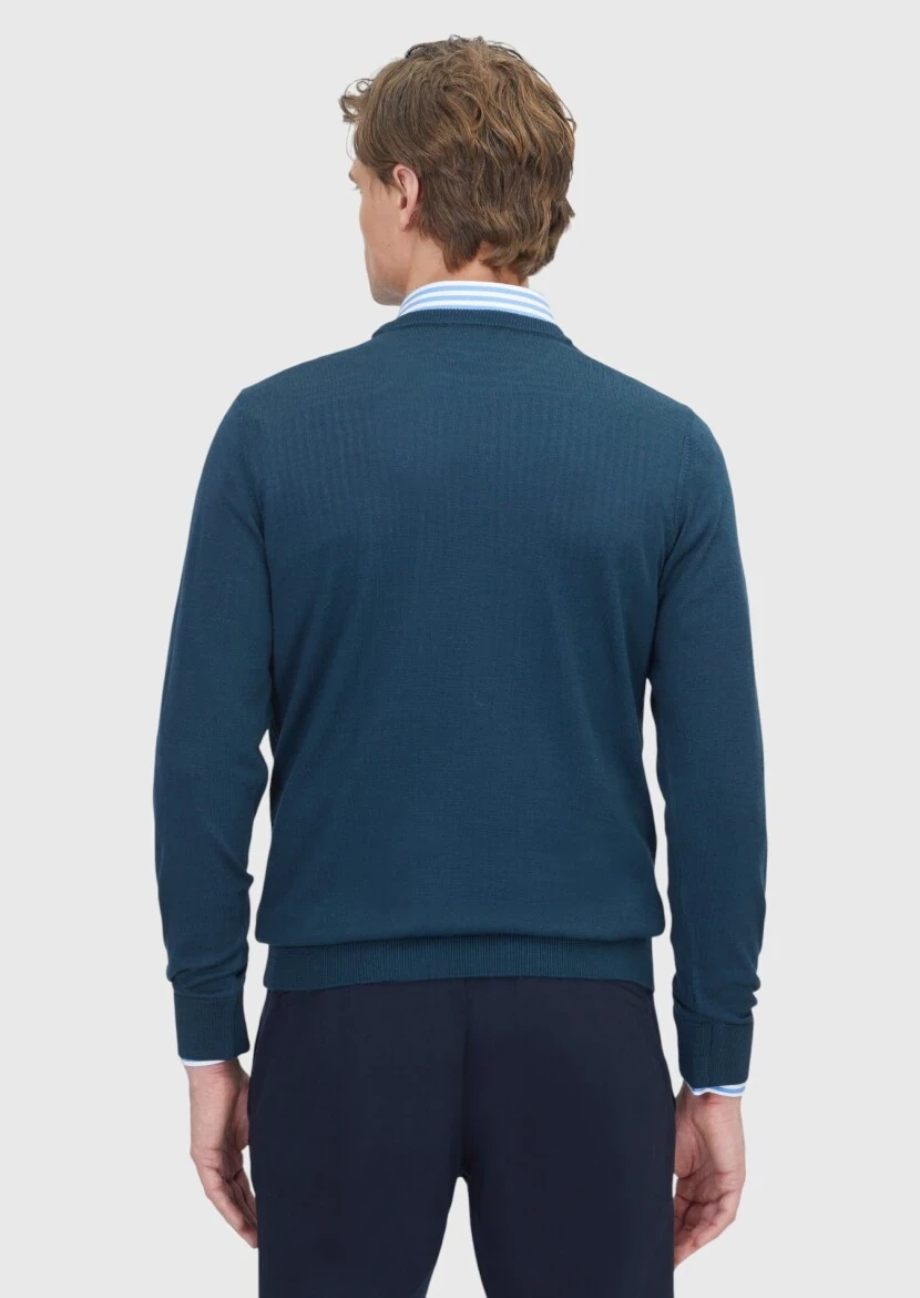 Petrol Blue Knitwear Sweatshirt - 5