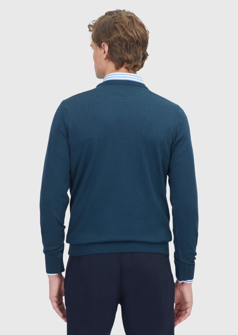 Petrol Blue Knitwear Sweatshirt - 5