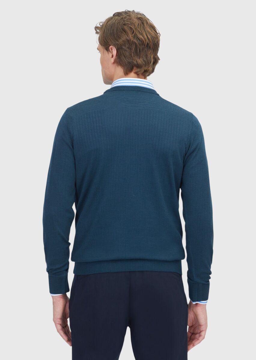 Petrol Blue Knitwear Sweatshirt - 5