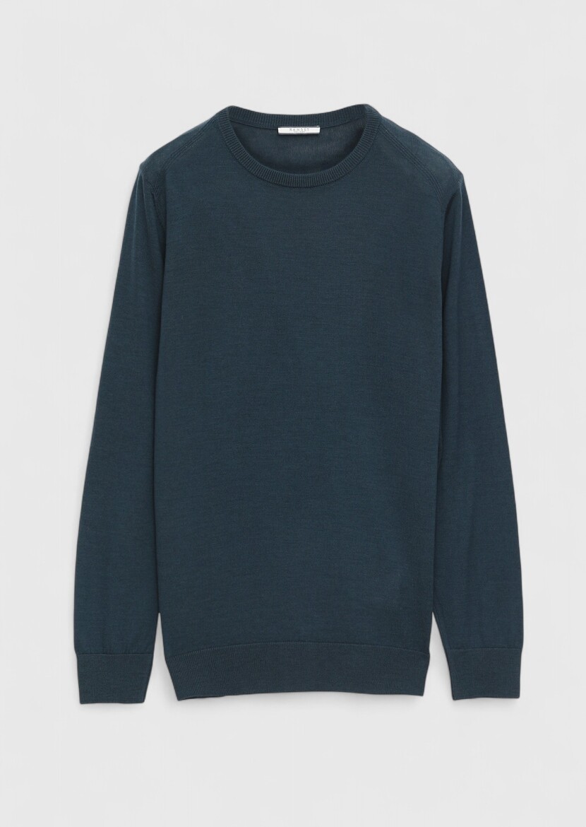 Petrol Blue Knitwear Sweatshirt - 6