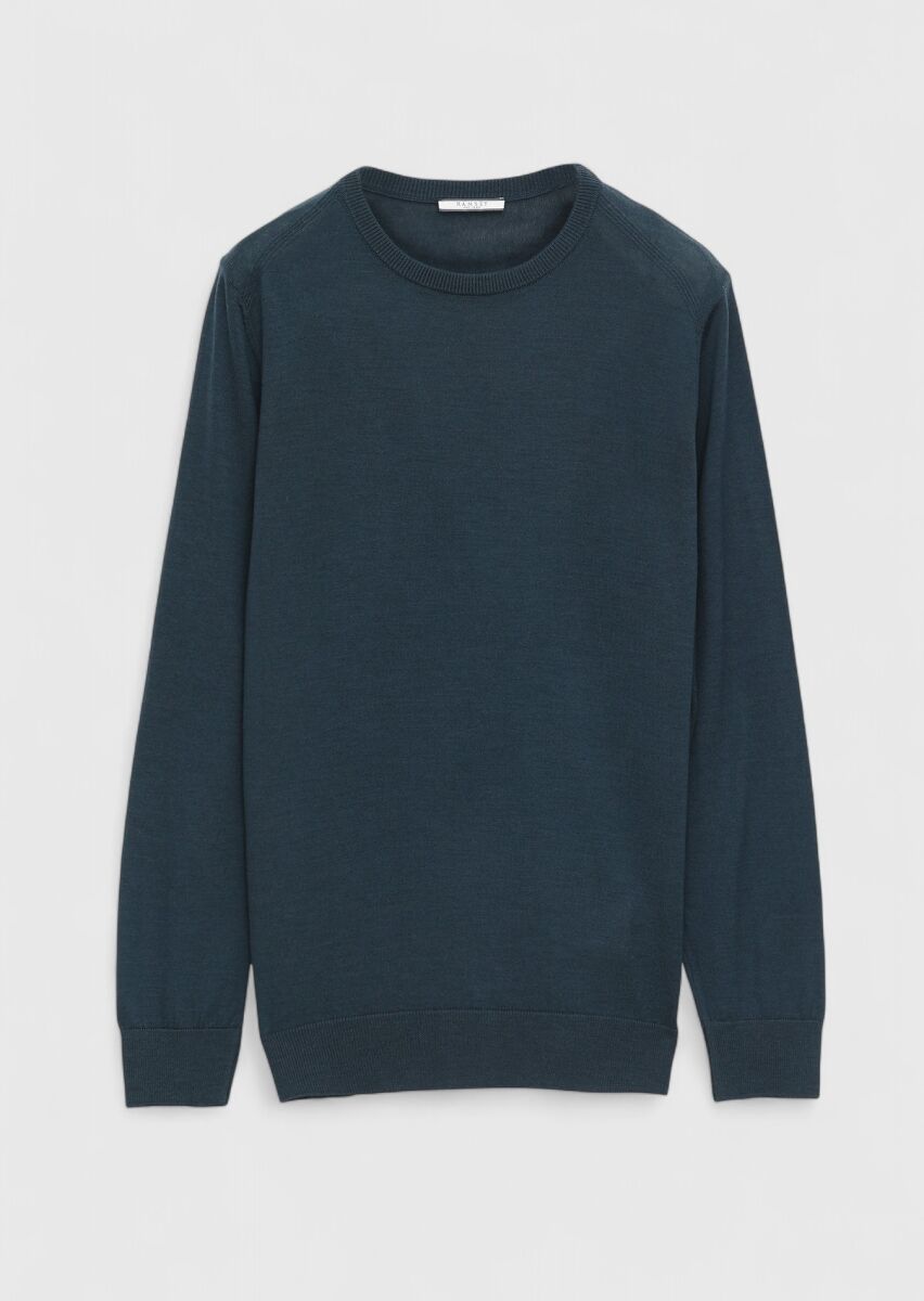 Petrol Blue Knitwear Sweatshirt - 6