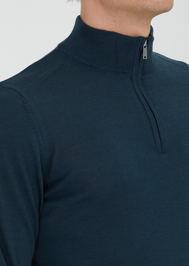 Petrol Blue Knitwear Sweatshirt - 4