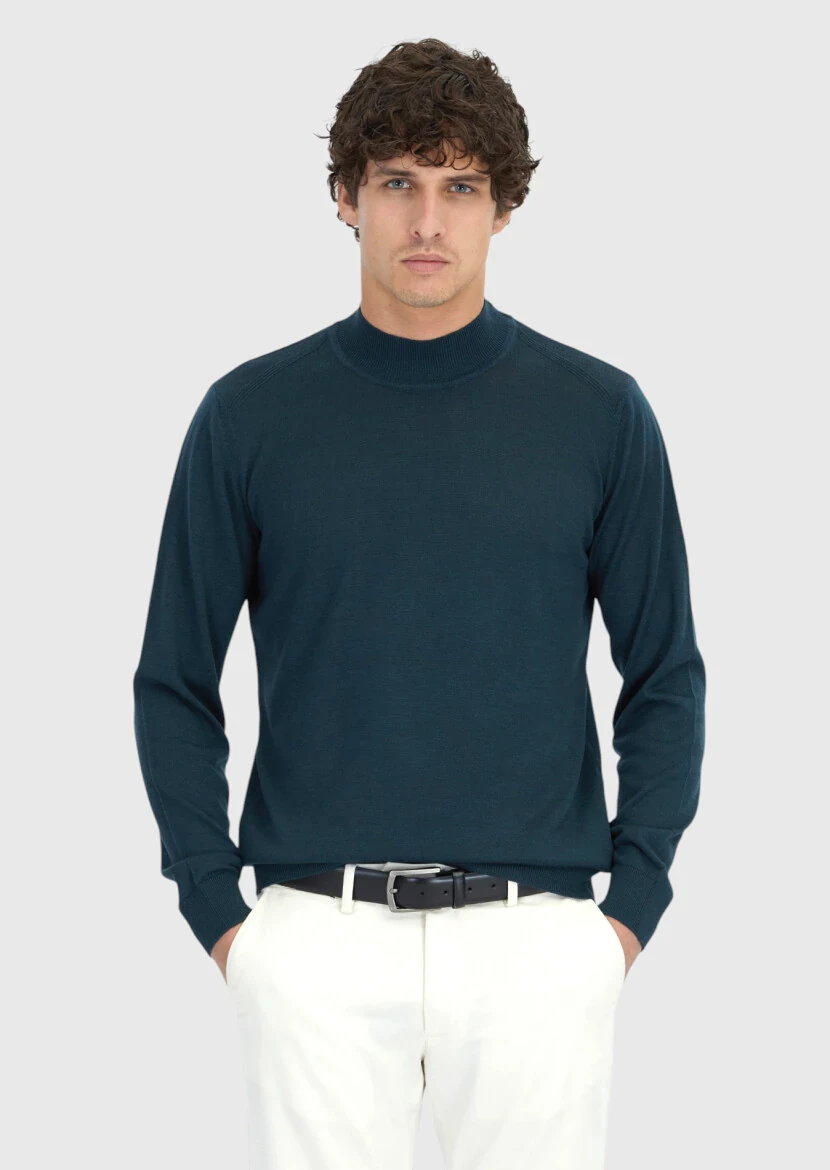 Petrol Blue Knitwear Sweatshirt - RAMSEY