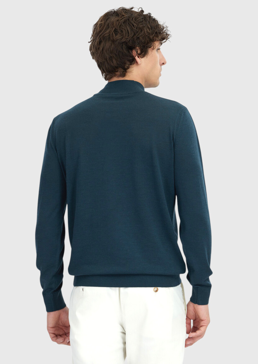 Petrol Blue Knitwear Sweatshirt - 6