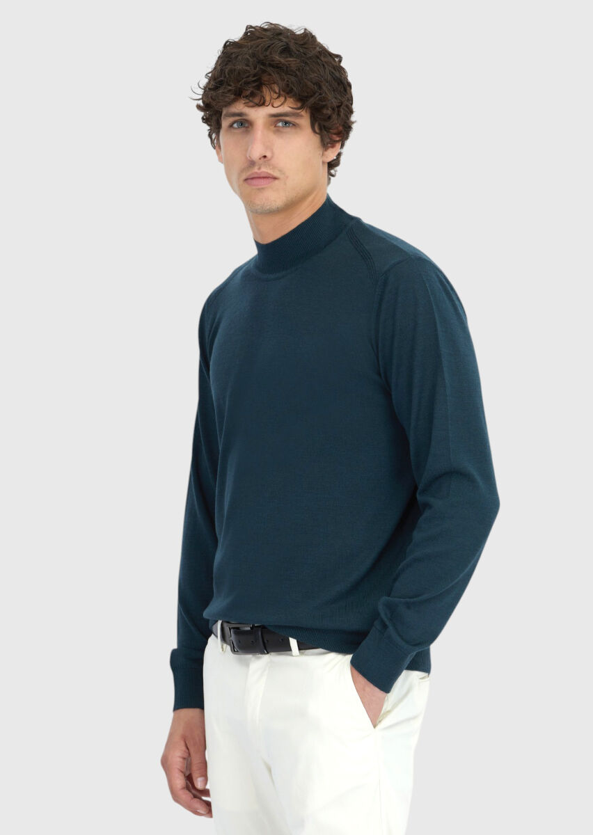 Petrol Blue Knitwear Sweatshirt - 3