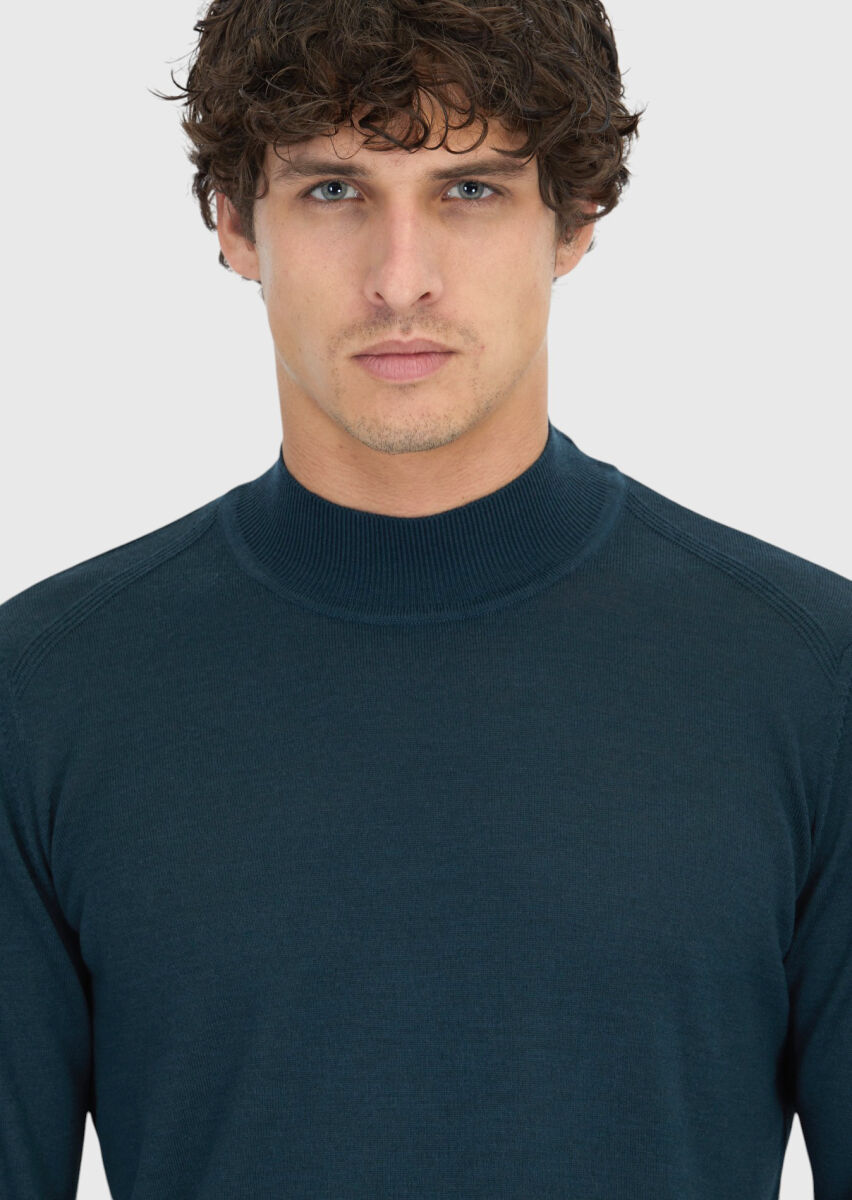 Petrol Blue Knitwear Sweatshirt - 5
