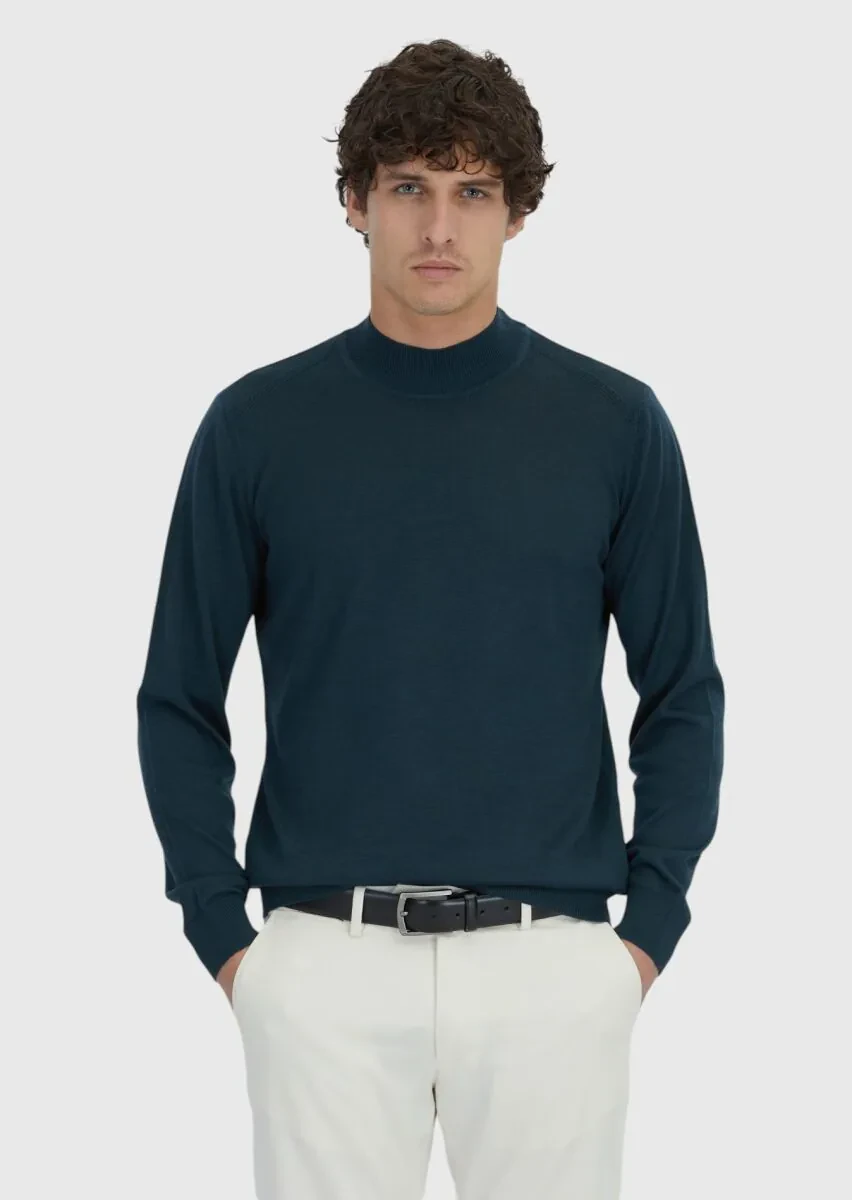 Petrol Blue Knitwear Sweatshirt - 1