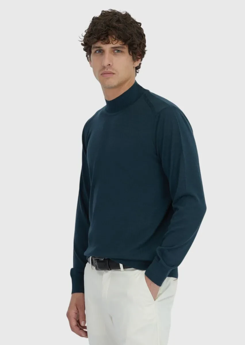 Petrol Blue Knitwear Sweatshirt - 3