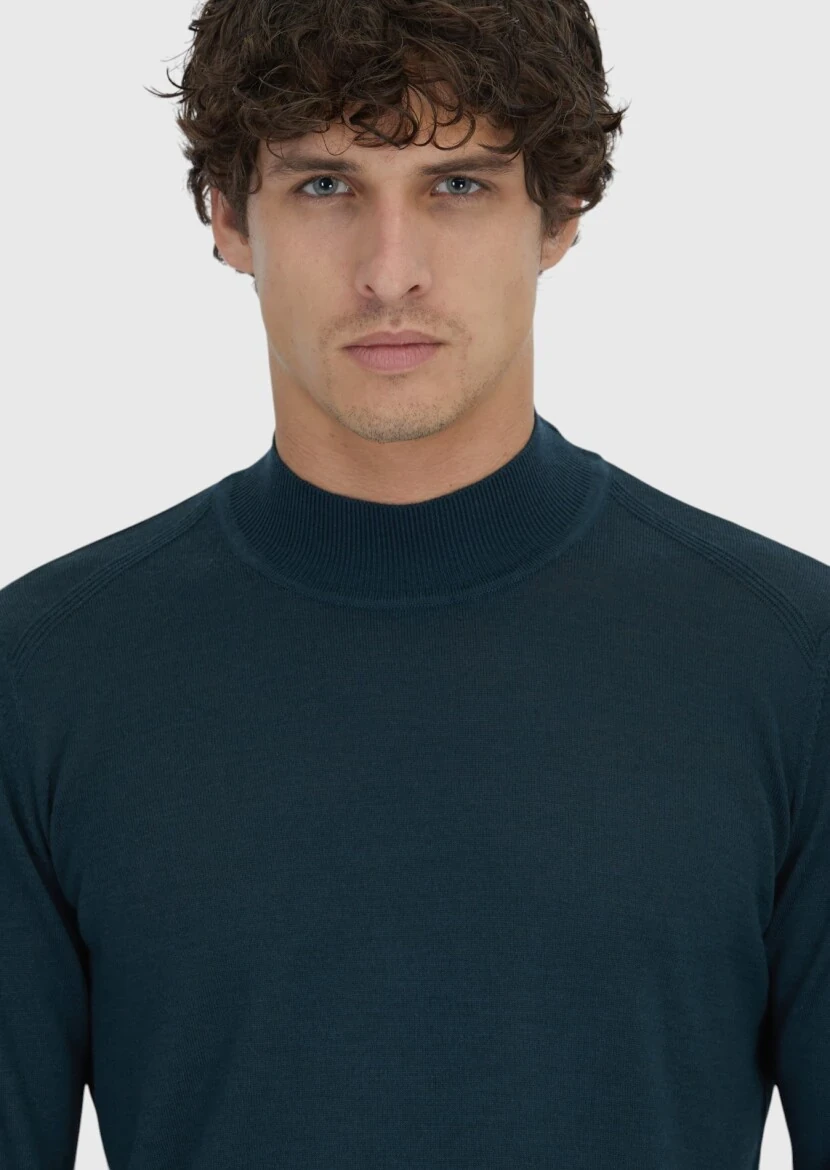 Petrol Blue Knitwear Sweatshirt - 5