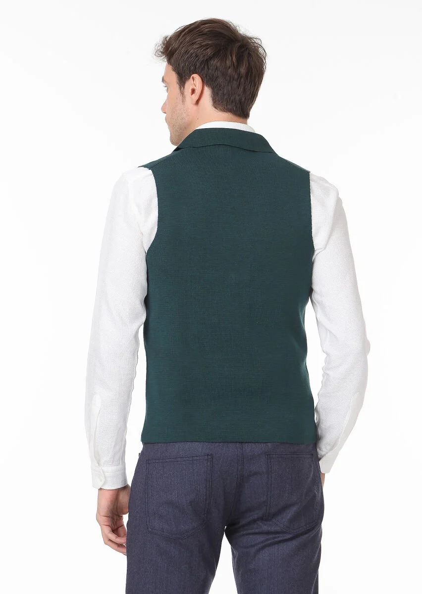 Petrol Blue Plain Knitting Knit Vest - 4
