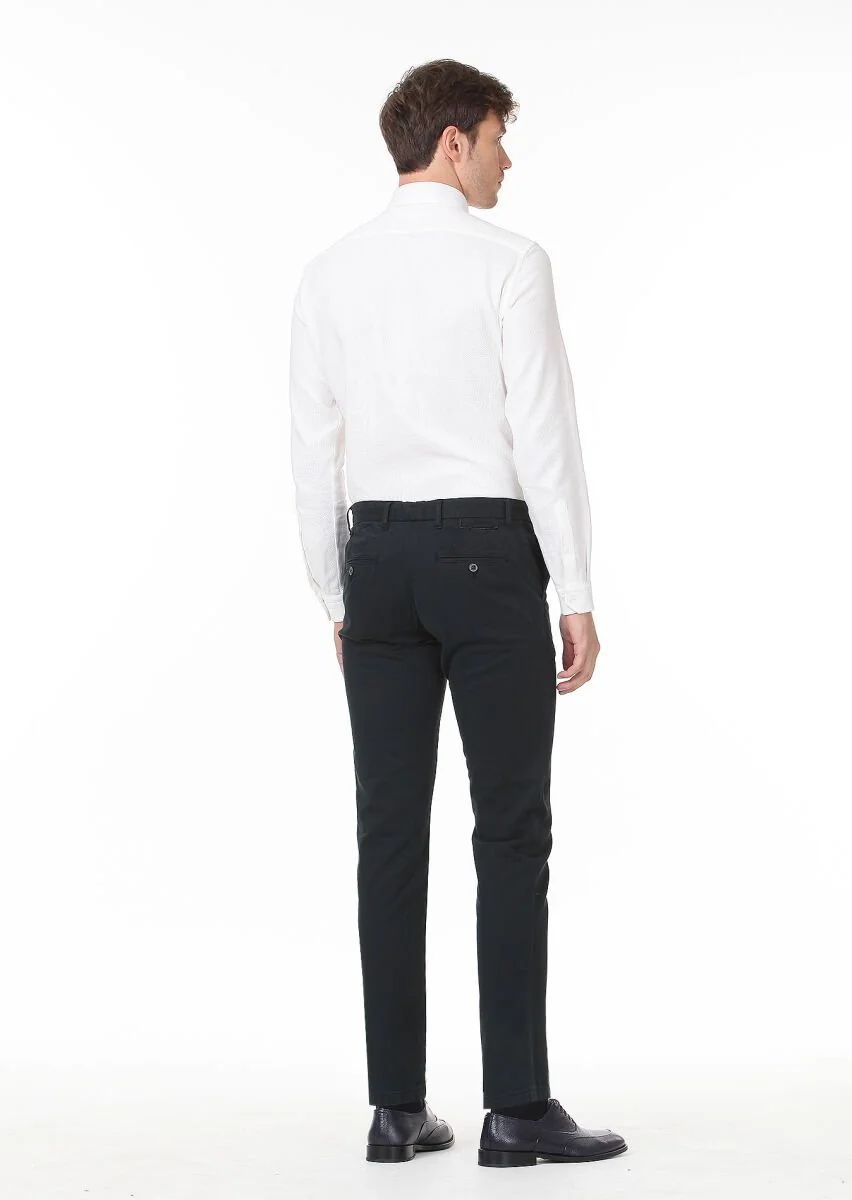 Petrol Düz Dokuma Regular Fit Casual Pamuk Karışımlı Pantolon - 4