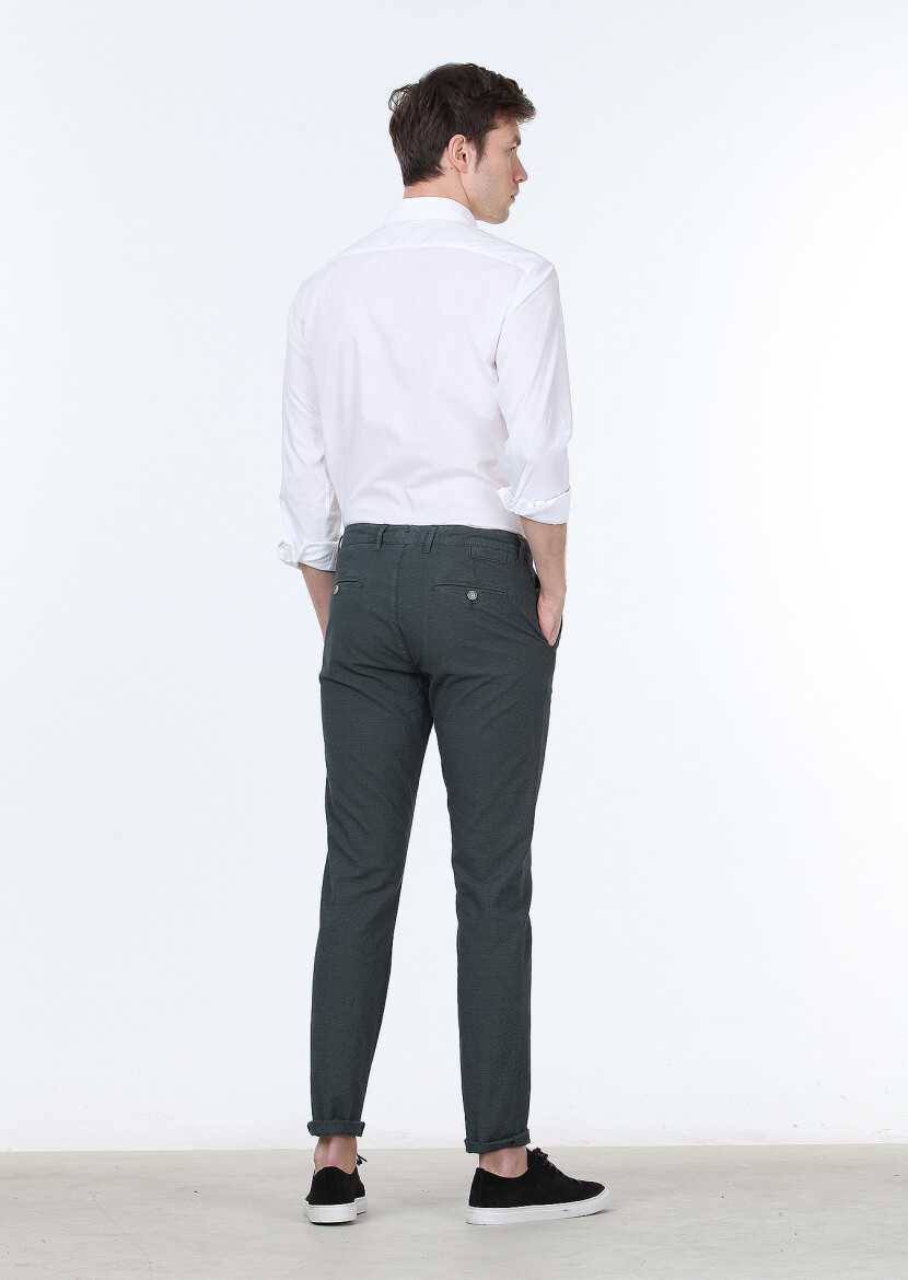 Petrol Düz Dokuma Regular Fit Casual Pamuk Karışımlı Pantolon - 4