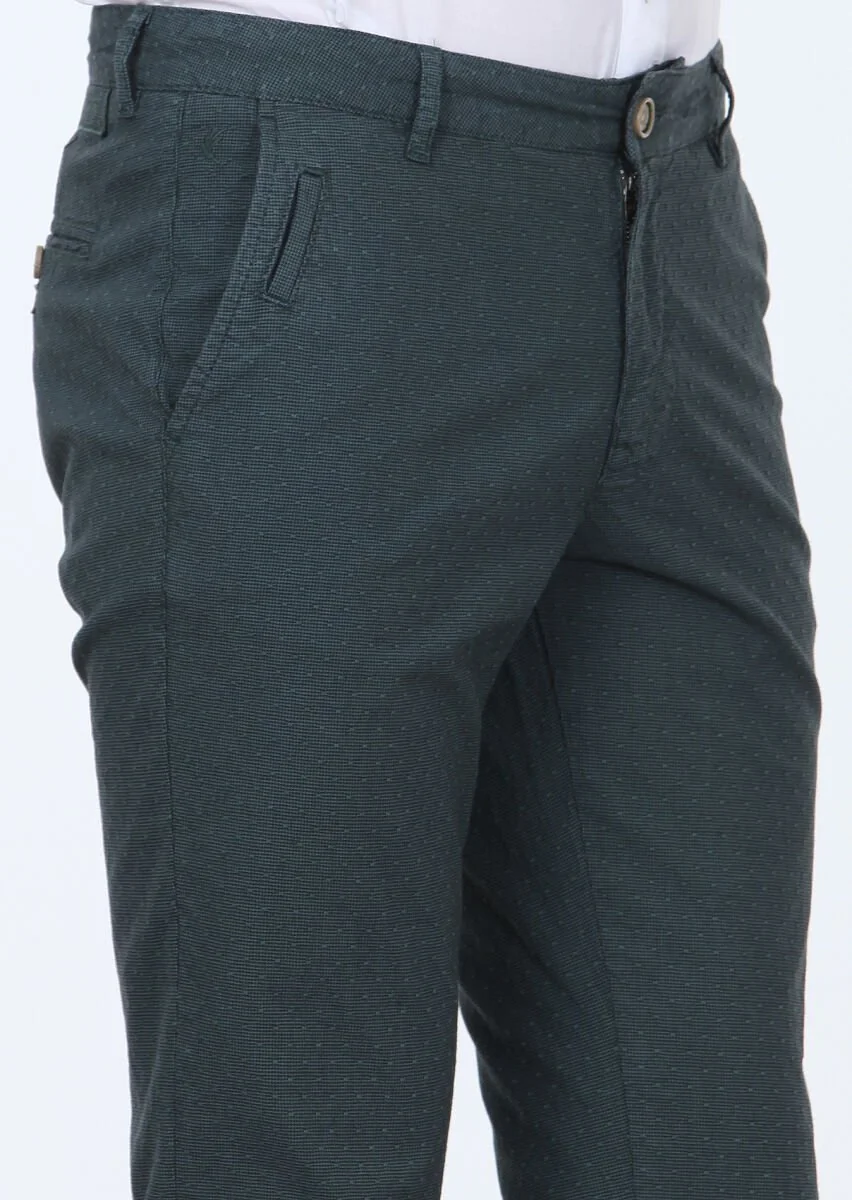 Petrol Düz Dokuma Regular Fit Casual Pamuk Karışımlı Pantolon - 3
